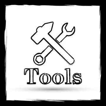 Tools icon. Internet button on white background. Outline design imitating pai Stock Illustration
