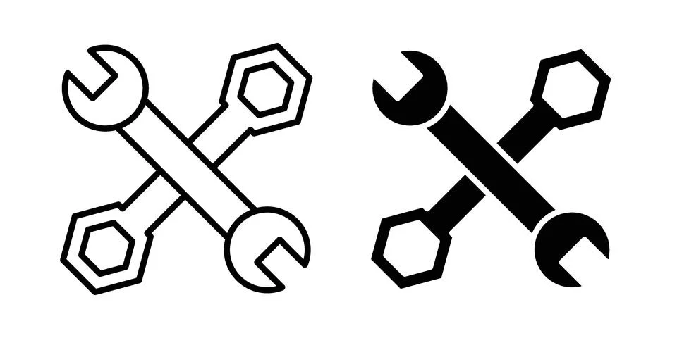 Tools icon linear versions pack on white background Stock Illustration
