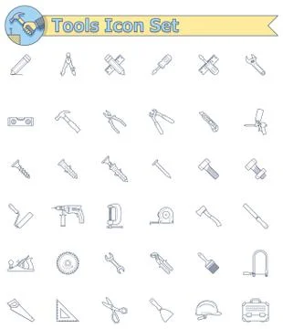 Tools icon set Illustrazione stock