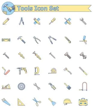 Tools icon set Illustrazione stock