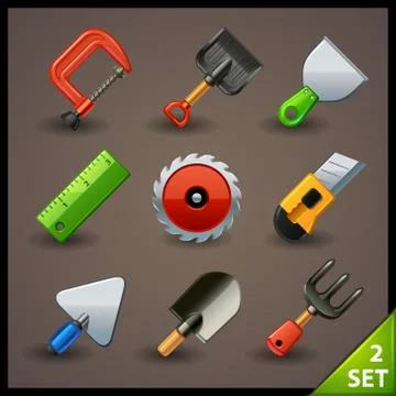 Tools icon set Illustrazione stock