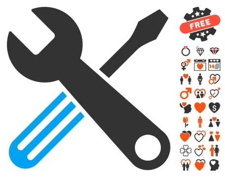 Tools Icon with Valentine Bonus 스톡 일러스트