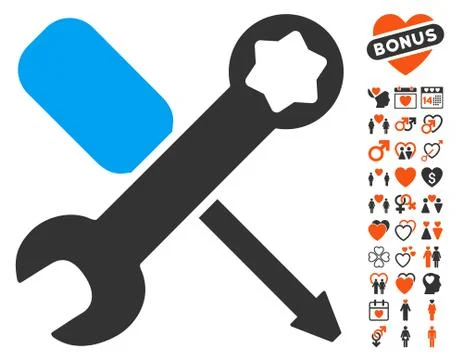 Tools Icon with Valentine Bonus Illustrazione stock