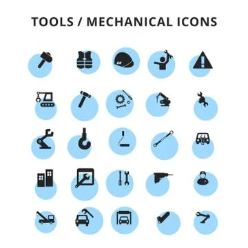 Tools icons set Illustrazione stock