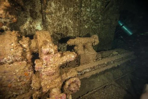 Tools inside Wreck of a Cargo Ship, Abu Nuhas, Egypt Fotos Stock