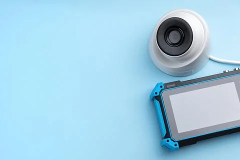 Tools for installing video surveillance. Security camera and CCTV tester moni Stock Photos