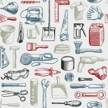 Tools instruments seamless pattern vector 스톡 일러스트