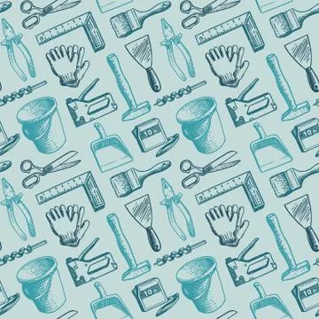 Tools instruments seamless pattern vector 스톡 일러스트