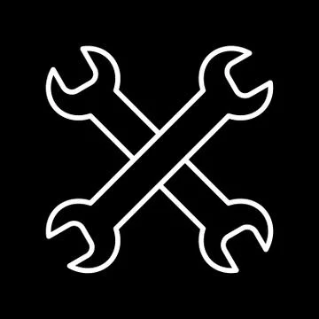 Tools isolated on black background vector icon. Spanners to repair. Linear Stock Illustration