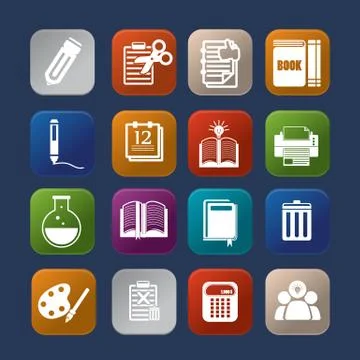 Tools learning colorful icon set eps.10 Stock Illustration