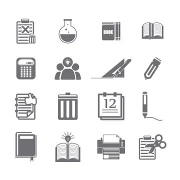 Tools learning  icon set Stock Illustration