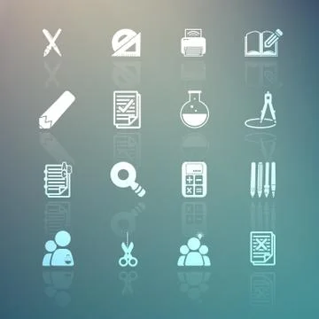 Tools learning set on retina background Stock Illustration