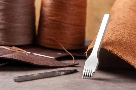Tools for leather working Stock Photos