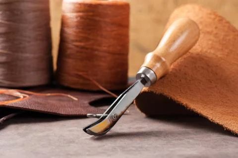 Tools for leather working Stock Photos