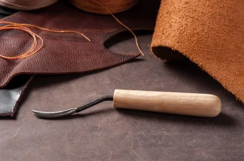 Tools for leather working Stock Photos