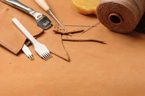 Tools for leather working Stock Photos