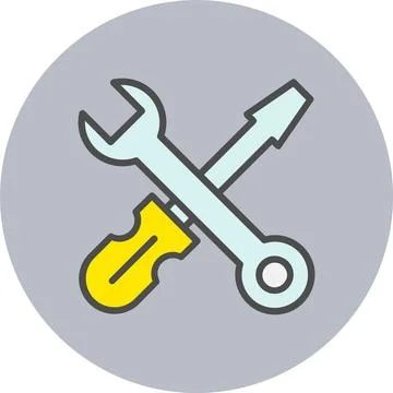 Tools Line Filled Circle Icon Stock-Illustration