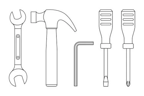 Tools line icons Stock Illustration