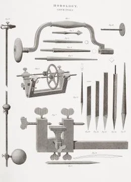 Tools For Making Clocks From 18Th And 19Th Centuries. From The Cyclopaedia Or 写真素材