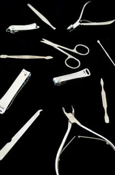 Tools for manicure on a black background Stock Photos