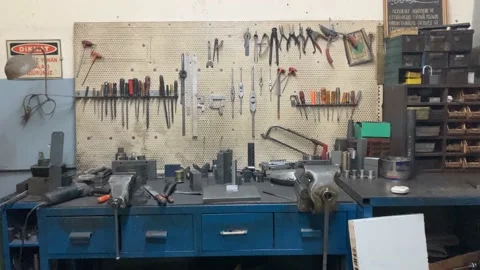 Tools in metal work workshop Stock Footage 228646829