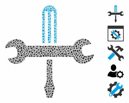 Tools Mosaic Icon of Unequal Elements Stock Illustration