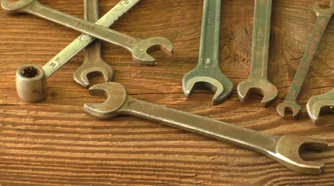 Tools on the old workbench Stock-Footage 68063448