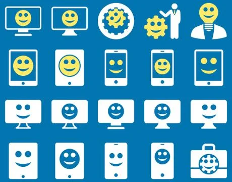 Tools, options, smiles, displays, devices icons Stock Illustration