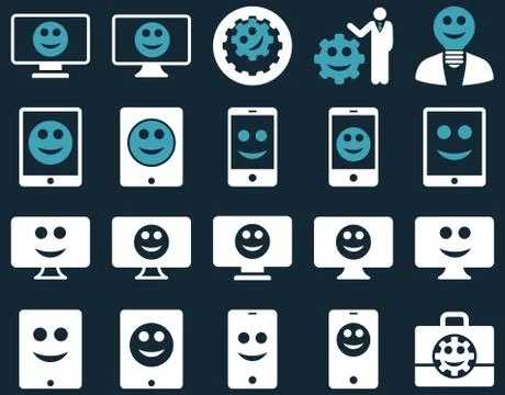 Tools, options, smiles, displays, devices icons Stock Illustration