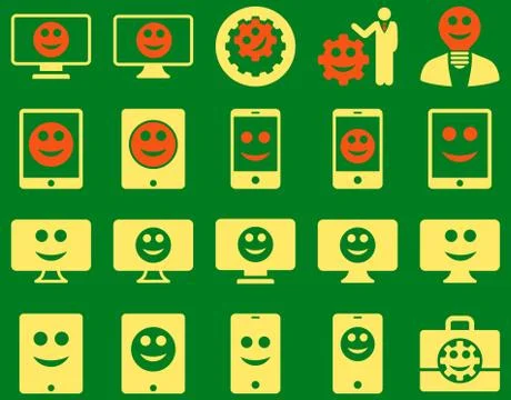 Tools, options, smiles, displays, devices icons Stock Illustration