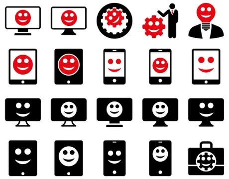 Tools, options, smiles, displays, devices icons Stock Illustration