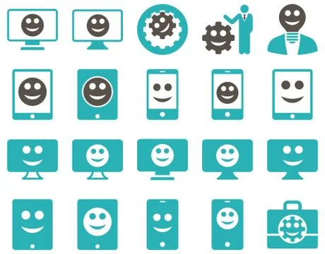 Tools, options, smiles, displays, devices icons Stock Illustration