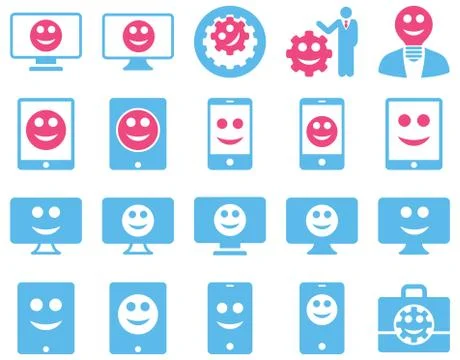Tools, options, smiles, displays, devices icons Stock Illustration