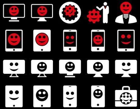 Tools, options, smiles, displays, devices icons Stock Illustration