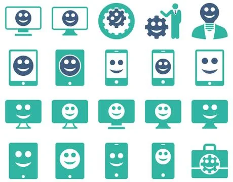 Tools, options, smiles, displays, devices icons Stock Illustration