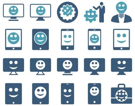 Tools, options, smiles, displays, devices icons Stock Illustration