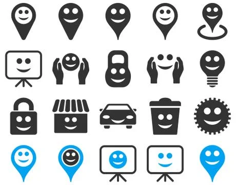 Tools, options, smiles, objects icons 스톡 일러스트