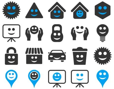 Tools, options, smiles, objects icons Stockillustratie