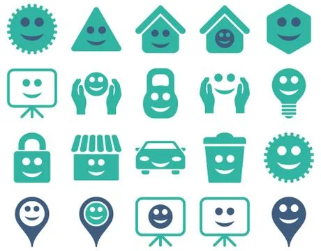 Tools, options, smiles, objects icons Stockillustratie