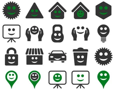 Tools, options, smiles, objects icons Stock Illustration
