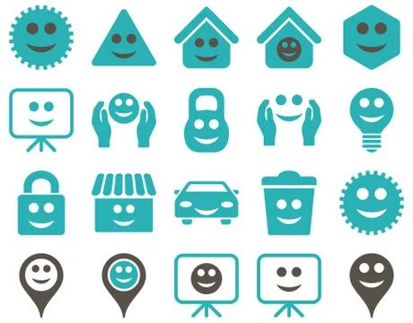 Tools, options, smiles, objects icons 스톡 일러스트