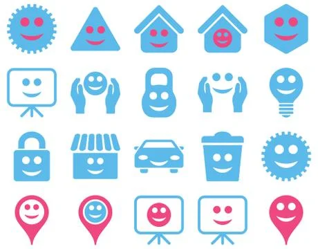 Tools, options, smiles, objects icons 스톡 일러스트