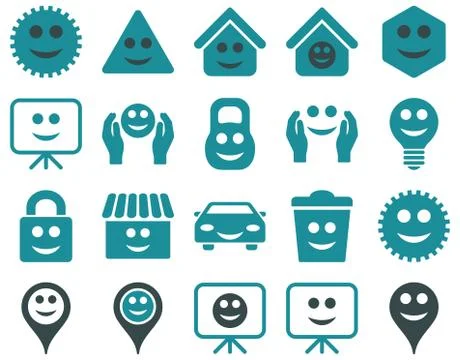 Tools, options, smiles, objects icons 스톡 일러스트
