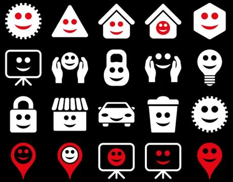 Tools, options, smiles, objects icons 스톡 일러스트