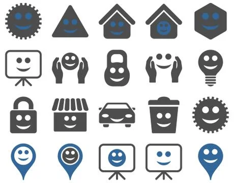Tools, options, smiles, objects icons Stock Illustration