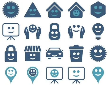 Tools, options, smiles, objects icons Stockillustratie