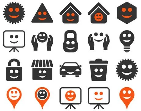 Tools, options, smiles, objects icons Stockillustratie