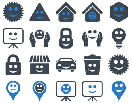 Tools, options, smiles, objects icons 스톡 일러스트