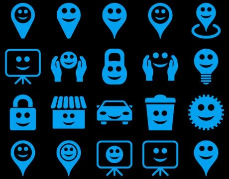 Tools, options, smiles, objects icons 스톡 일러스트