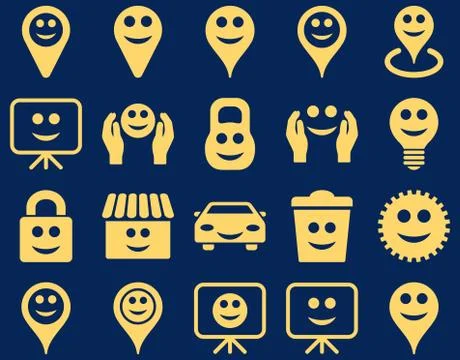 Tools, options, smiles, objects icons Stock Illustration